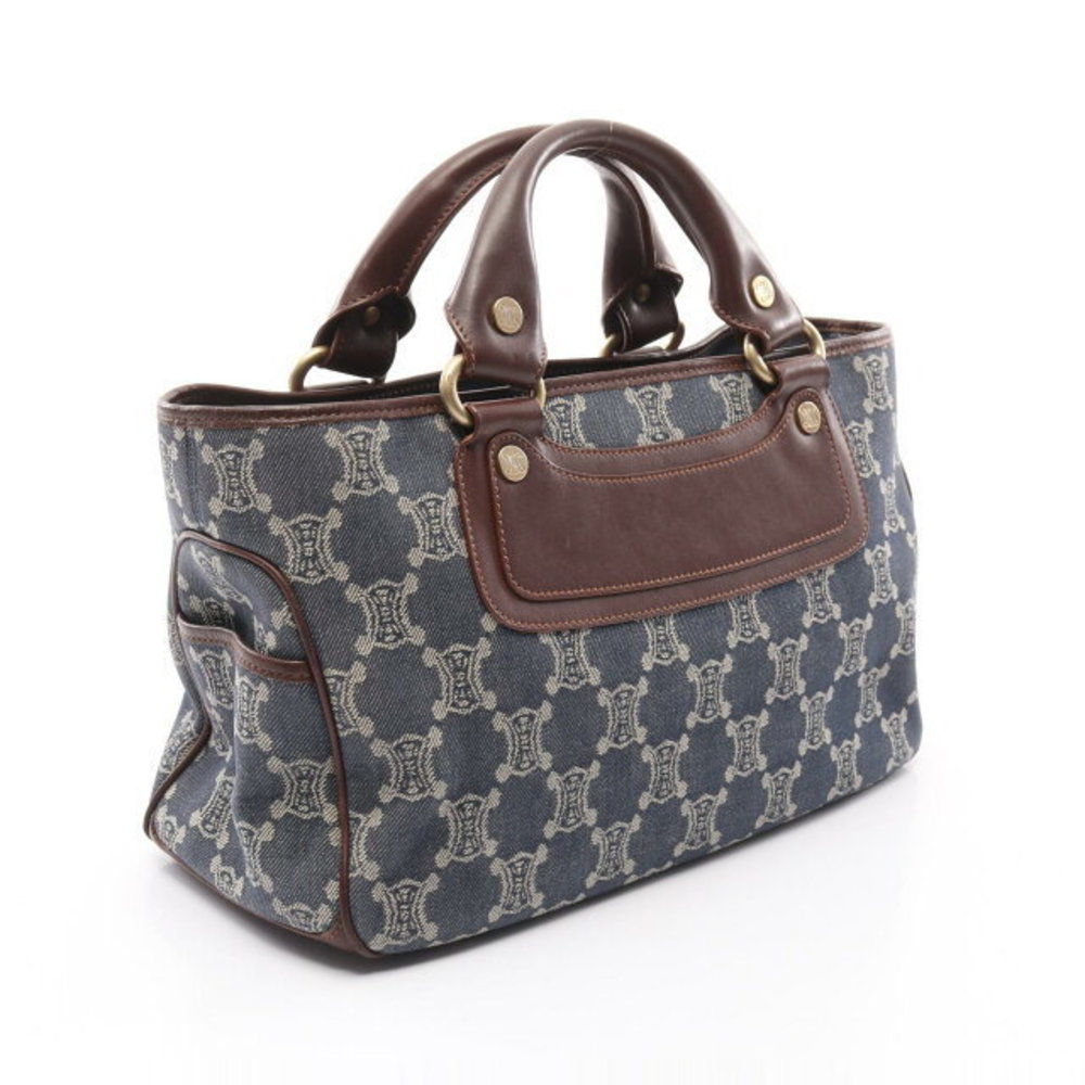 Celine Paris handbag brown denim Boogie Blue leather Macadam Bag Navy
